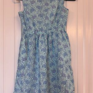 Girls Blue Floral Sleeveless Dress, Vineyard Vines